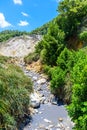 View of Drive-In Volcano Sulphur Springs on the Caribbean island of St. Lucia. La Soufriere Volcano is the only drive-in volcano Royalty Free Stock Photo