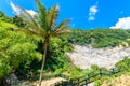 View of Drive-In Volcano Sulphur Springs on the Caribbean island of St. Lucia. La Soufriere Volcano is the only drive-in volcano Royalty Free Stock Photo