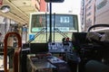 View from driver seat window the back of bus No. 31 stop at bus shelter. Royalty Free Stock Photo