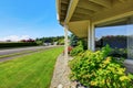 View of driveway near luxury American house exterior. Royalty Free Stock Photo