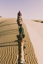 View from dromedary with tourist in the thar desert, rajasthan, india