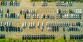 View from drone above empty parking lots, aerial view Royalty Free Stock Photo