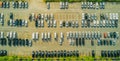 View from drone above empty parking lots, aerial view Royalty Free Stock Photo