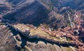 View from drone of Albarracin cityscape, Spain Royalty Free Stock Photo