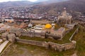 View from drone of ancient Akhaltsikhe Rabati Castle, Georgia