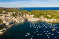 View from drone of Cadaques town, Spain