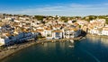 View from drone of Cadaques town, Spain