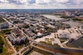 View from drone of Cheboksary with Red Square in summer, Chuvashia, Russia Royalty Free Stock Photo