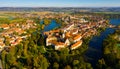 View from drone of Czech town of Telc