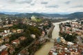 View from drone of Georgian town Kutaisi