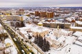 View from drone of Penza Trinity Convent on winter day, Russia