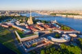 View from the drone of the Peter and Paul Fortress, St. Petersburg