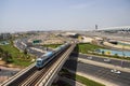 View of a Dubai international Airport, terminal 3. Terminal 3 metro station. Airport road. UAE