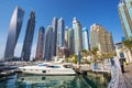 View on Dubai Marina with luxury boats and yachts,Dubai,United Arab Emirates Royalty Free Stock Photo