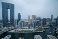 View on Dubai Marina skyscrapers and the most luxury superyacht marina,Dubai