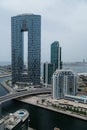View on Dubai Marina skyscrapers and the most luxury superyacht marina,Dubai