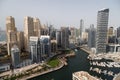 View on Dubai Marina skyscrapers and the most luxury superyacht marina,Dubai