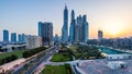 View of the Dubai Media City and Dubai Marina Skyline during Sunset