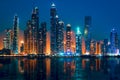 View of Dubai by night Royalty Free Stock Photo