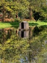 A duck house in a river Royalty Free Stock Photo