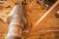 Copper Pipe and Duct Work in Attic Space With Insulation and Wooden Beams Royalty Free Stock Photo