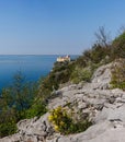 View of Duino Castle from the Rilke Trail in spring Royalty Free Stock Photo