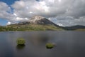 View of Dunlewey lake in front of the Mount Errigal near the Poisoned Glen in Donegal, Ireland Royalty Free Stock Photo