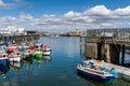 View of the Dunmore East harbour and lighthouse in County Waterford Royalty Free Stock Photo