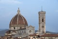 View of the Duomo and Giotto`s bell tower from the rooftops of Florence Royalty Free Stock Photo