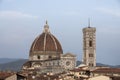 View of the Duomo and Giotto`s bell tower from the rooftops of Florence Royalty Free Stock Photo