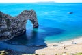 View of Durdle Door, a natural limestone arch on the Jurassic Coast near Lulworth in Dorset, England, UK Royalty Free Stock Photo