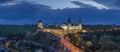 View at dusk on Kamianets-Podilskyi Castle Royalty Free Stock Photo