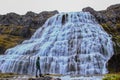 View of Dynjandi waterfall in Iceland