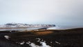 View from Dyrholaey lighthouse in Iceland looking out over the black sand beach Royalty Free Stock Photo