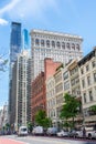 View of the E 23rd Street in Manhattan, New York City, toward the Flatiron Building, Madison Green, One Madison tower and Madison