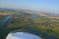 Beautiful view above the earth on landmark down, view of the earth from the airplane