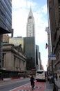 View east along 42nd Street in midtown with Grand Central Station on the left and Chrysler Building in the center Royalty Free Stock Photo