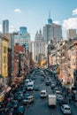 View of East Broadway from the Manhattan Bridge, in Chinatown, Manhattan, New York City