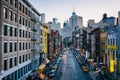 View of East Broadway at night, in the Lower East Side, in Manhattan, New York Royalty Free Stock Photo