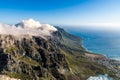 A view from the eastern rim of the summit of Table Mountain along the Twelve Apostles mountain range, South Africa Royalty Free Stock Photo