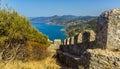 A view eastward along the Norman ruins on the Mesa above the town of Cefalu, Sicily Royalty Free Stock Photo