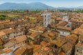 A view eastward from the Guinigi Tower in Lucca, Italy