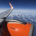 View of EasyJet Aeroplane wing and engine over Manchester England Royalty Free Stock Photo