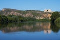 Ebro River and Templar castle of Miravet, Spain Royalty Free Stock Photo