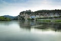 View of the Ebro river and the village of Miravet in the province of Tarragona. Catalonia, Spain Royalty Free Stock Photo