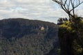 View of echo point of three sisters from spooners lookout. Three Sisters are an unusual rock formation in the Blue Mountains. Royalty Free Stock Photo