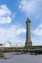 View of the Eckmuhl lighthouse on the west coast of Brittany in France Royalty Free Stock Photo