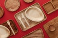 View of eco-friendly wooden dishes Royalty Free Stock Photo