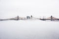 View of Ed Koch Queensboro Bridge during a fog day Royalty Free Stock Photo