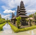 A view of the main sanctum of Meru towers and pavilions in the temple of Pura Taman Ayun in the Mengwi district,